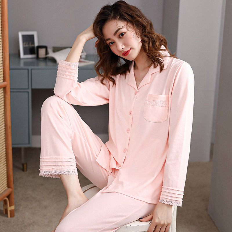 睡衣女士春季莫代尔棉绸长袖开衫家居服春秋款薄款睡衣