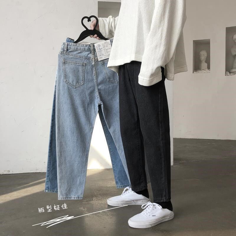 网红裤子九分秋冬修身小脚直筒牛仔裤韩版潮流牛仔裤