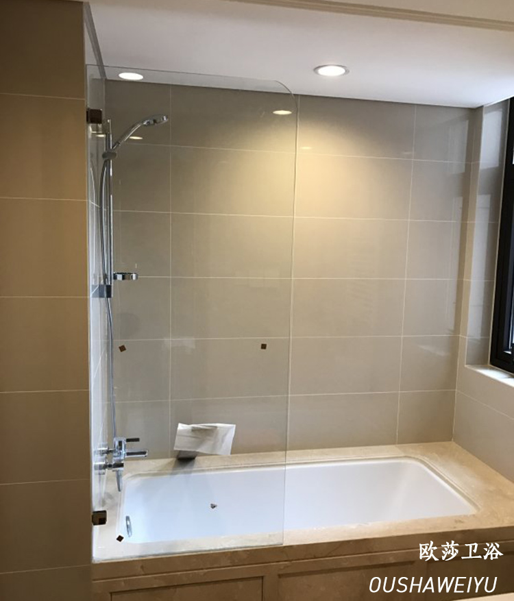 上海浴缸屏风夹胶钢化玻璃隔断超白浴室开门固定定制淋浴房