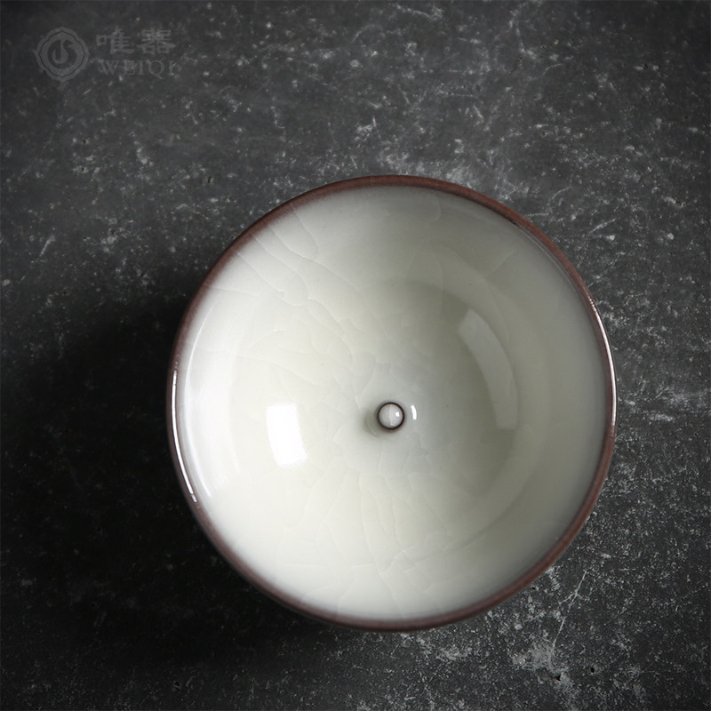 吴俊青瓷手工功夫功夫茶茶杯哥窑铁胎陶瓷普洱茶茶杯