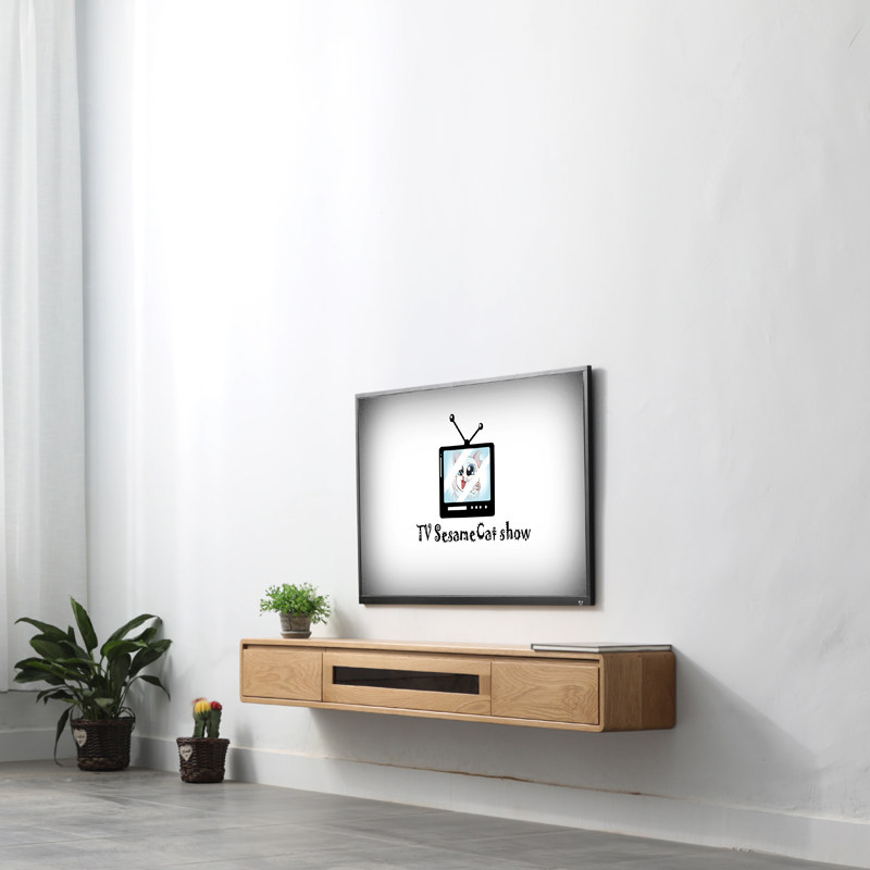 实木简约现代小户户型挂墙电视柜机顶盒路由器壁挂式搁板