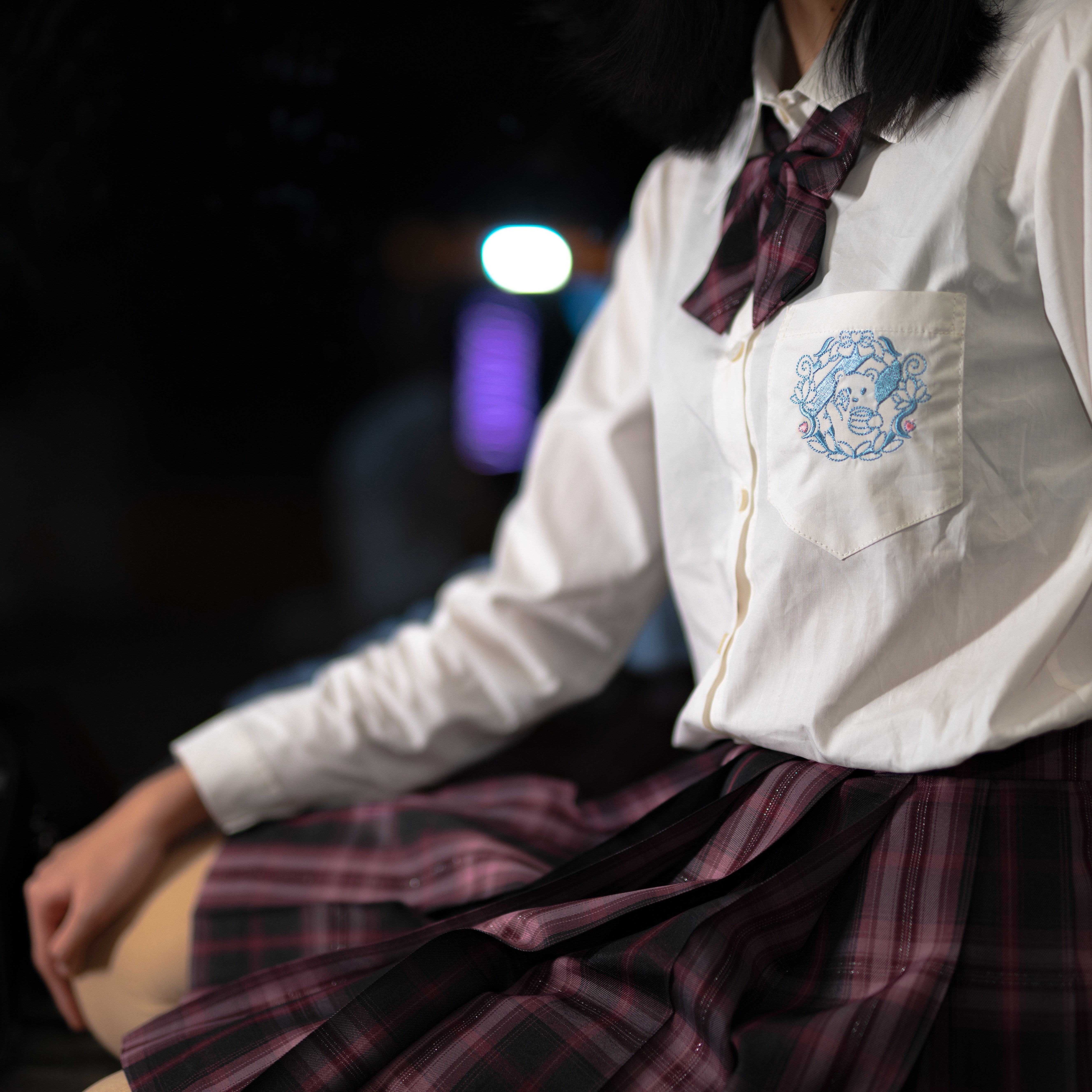 衬衫长袖衬衣御桃原创小熊jk学生白色刺绣衬衫