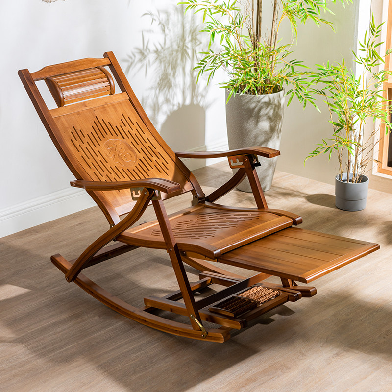 摇摇摇椅大人阳台家用休闲午睡折叠躺椅竹子摇椅