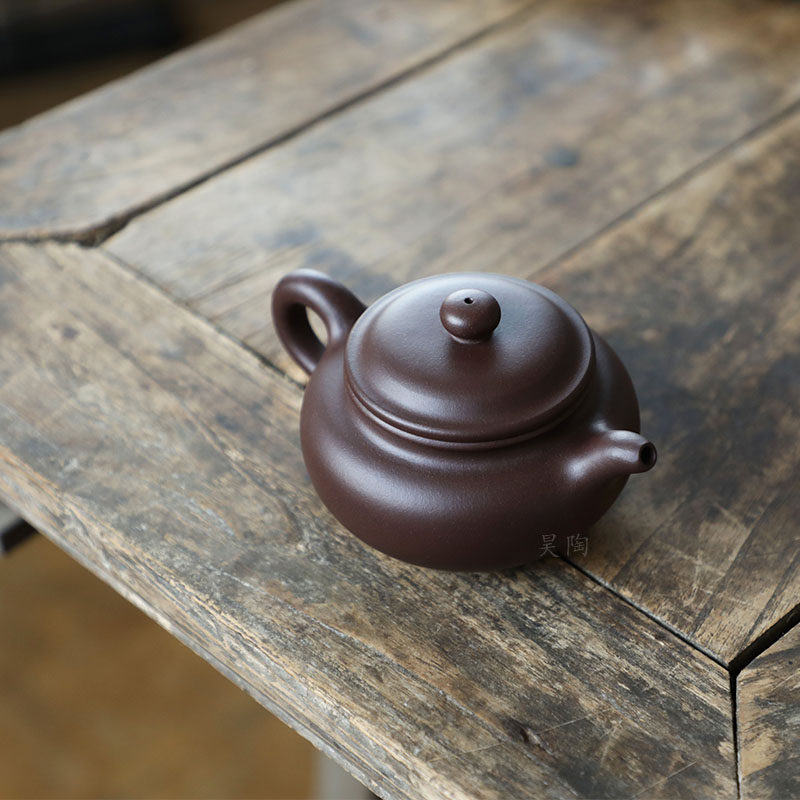 昊陶大亨仿古仿鼓紫泥传统经典宜兴原矿紫砂壶茶壶