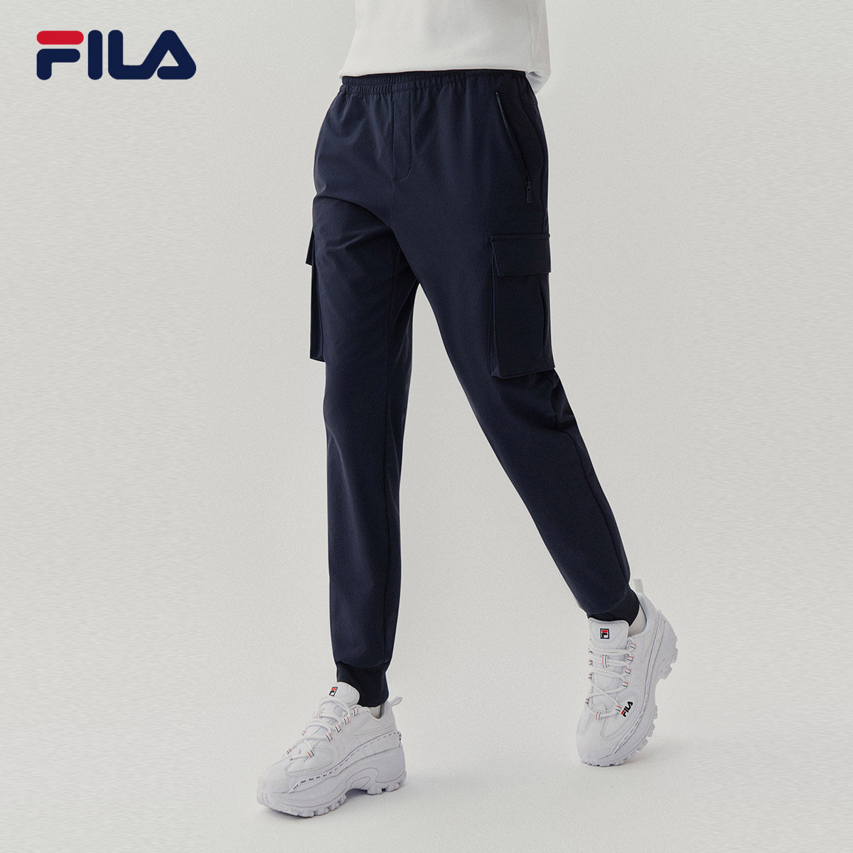 fila斐乐官方女子梭织长裤 2020秋冬季新款收口女士休闲裤运动裤