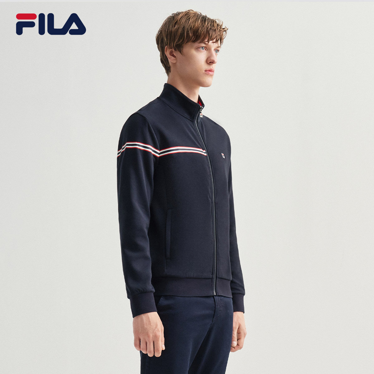 外套运动fila斐乐官方男子针织2020秋季新款运动茄克