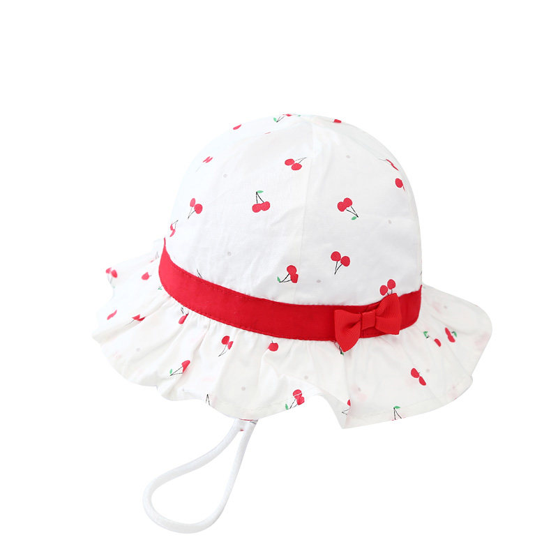 宝宝帽子春秋秋季薄款男女儿童遮阳渔夫樱桃帽子