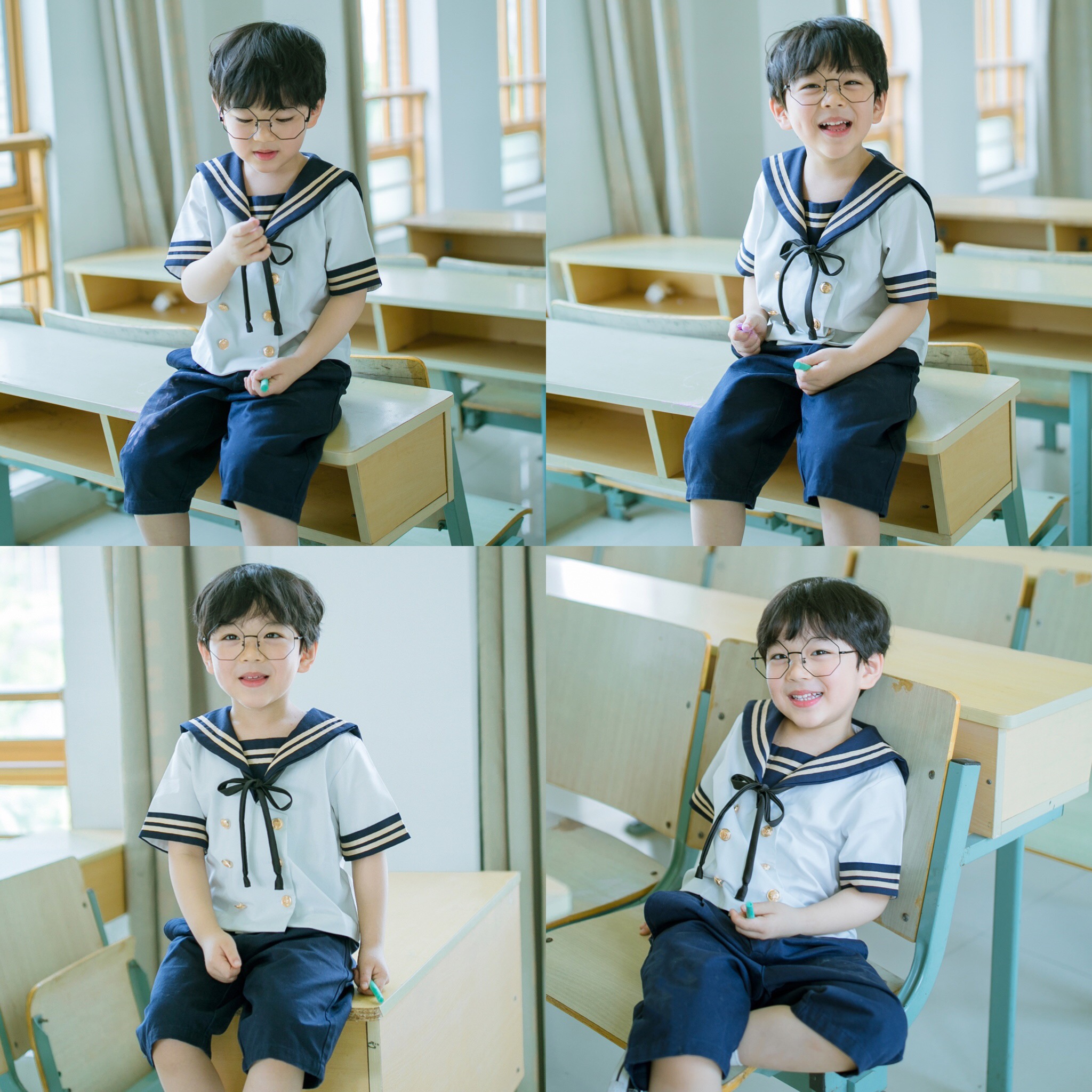 日系水手儿童学生装班服校服jk关西三本百褶裙套装