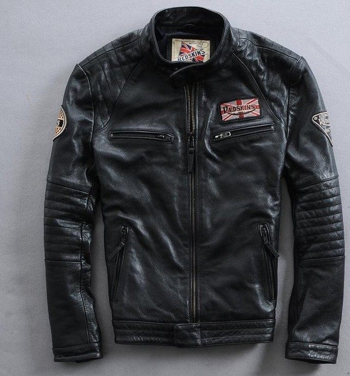 男装新款头层牛皮青年立领真皮修身机车皮衣皮衣