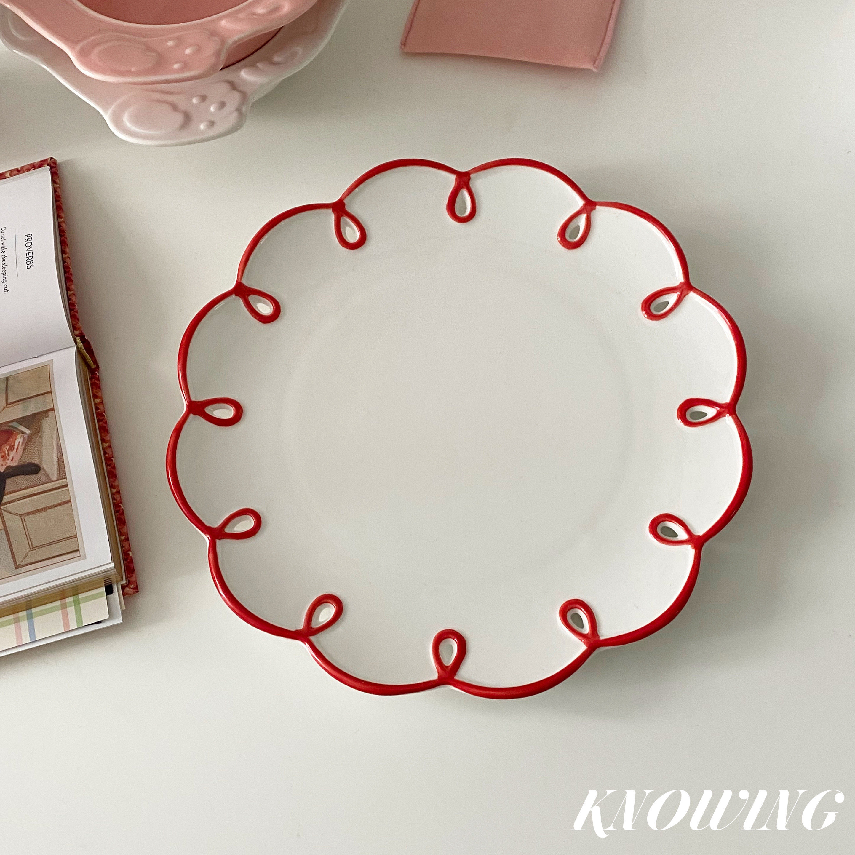 法式复古好看花边浮雕ins陶瓷餐具家用盘子盘