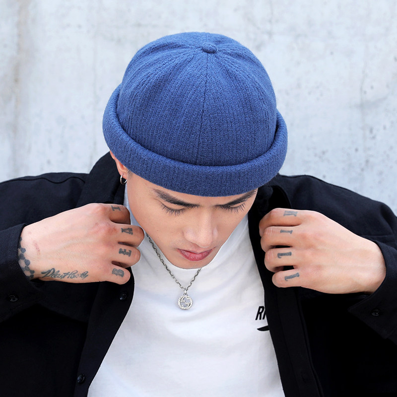 雅痞帽子男潮牌春夏季韩版圆顶复古嘻哈流氓瓜皮地主帽无檐帽个性