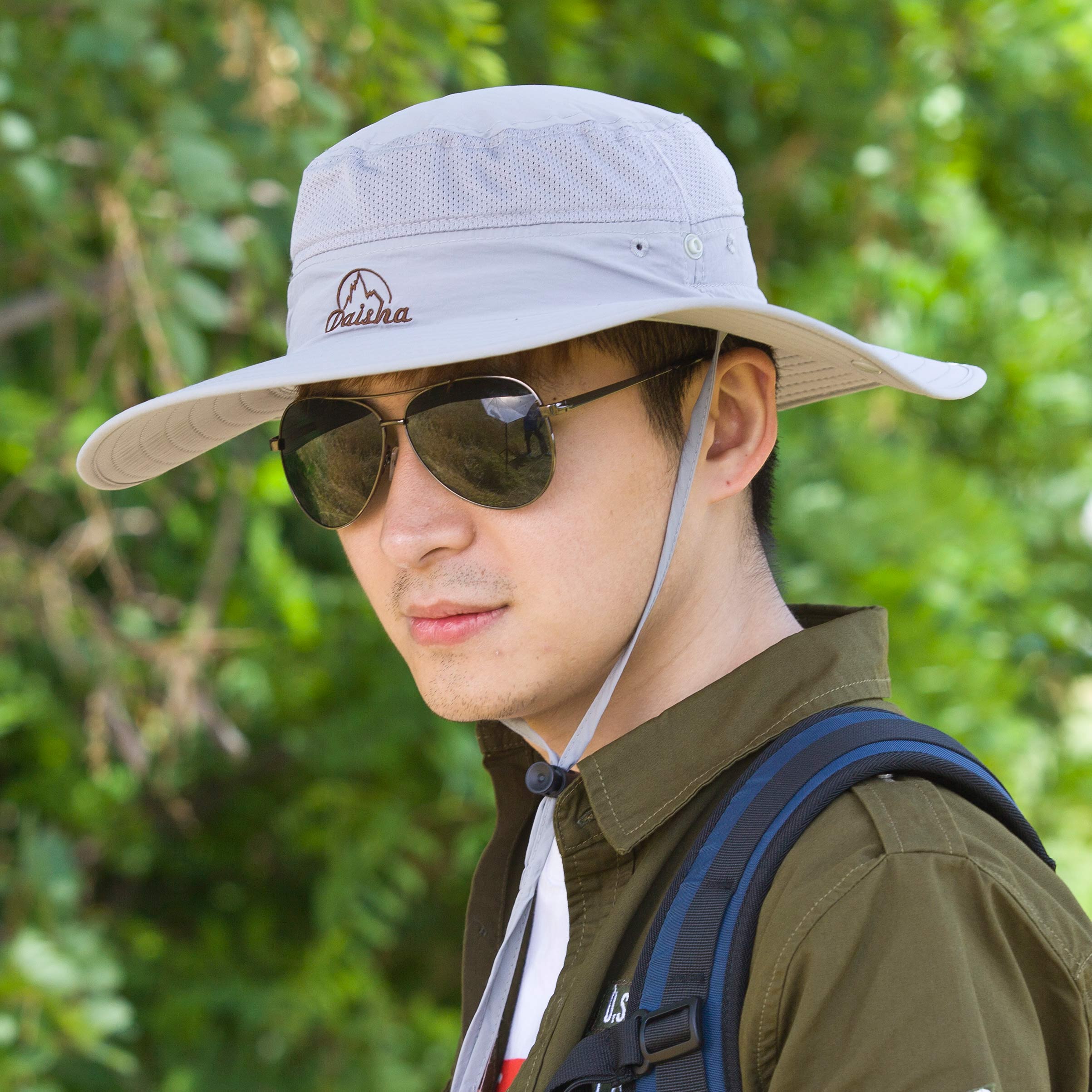 帽子男夏款户外防晒遮阳帽男士透气太阳帽速干大檐帽子