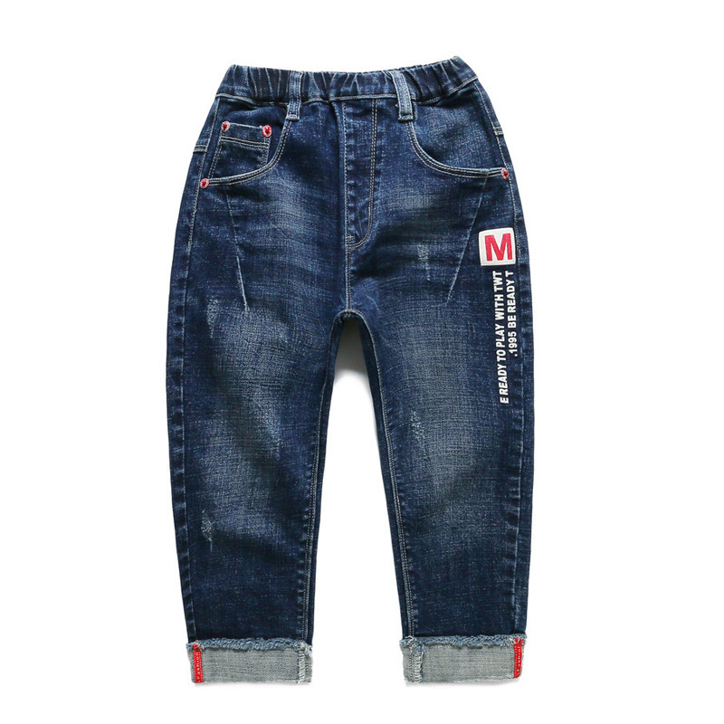 男童牛仔裤2019春秋新款韩版潮春装童装儿童宽松裤子休闲卷边长裤