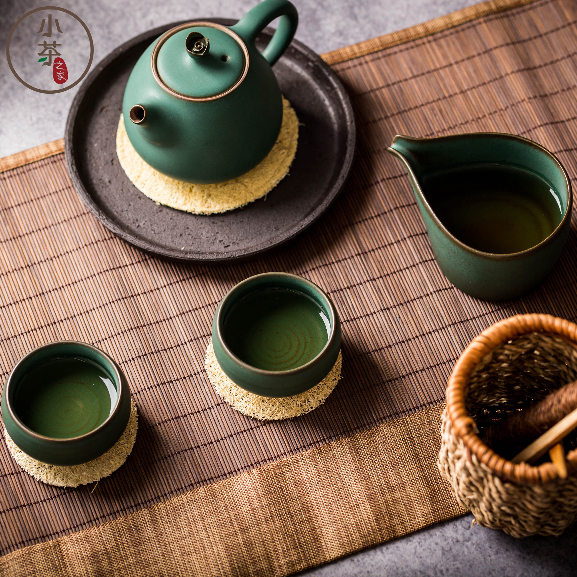 茶具茶壶小茶之家陶瓷绿釉功夫功夫茶手工粗陶茶壶