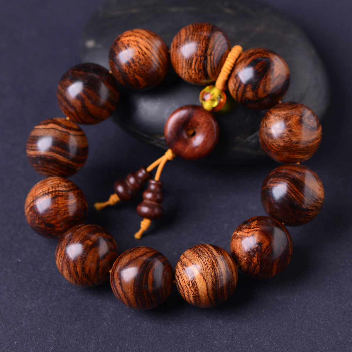 一物一图正宗海越南老挝黄花梨手串佛珠手链虎皮花梨手链