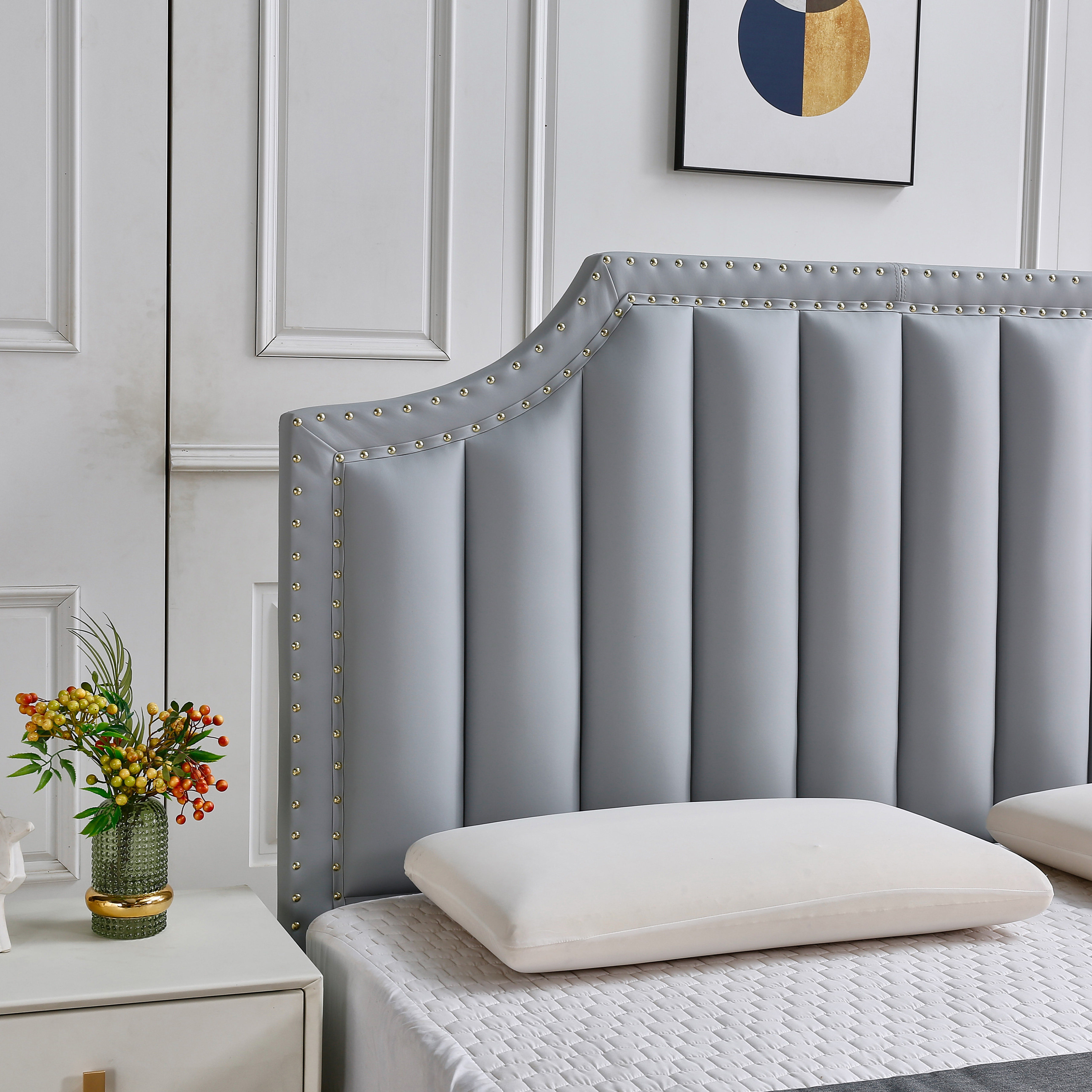 精品北欧轻奢床头软包靠背简约现代超薄落地榻榻米床头板单买定制