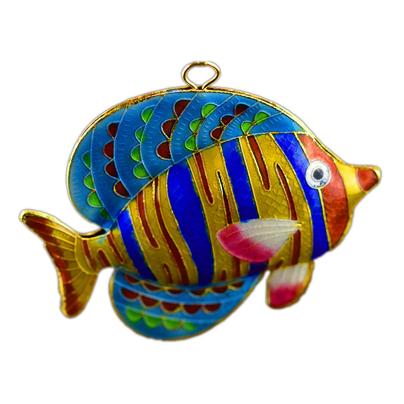 创汇老货景泰蓝海鱼挂件铜胎掐丝珐琅小丑鱼扁鱼景泰蓝