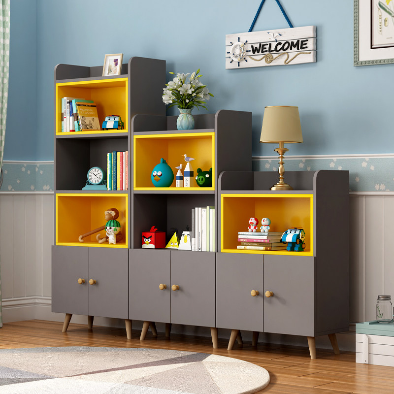 落地书柜拼色儿童学生书架置物架简约收纳家用组合书柜