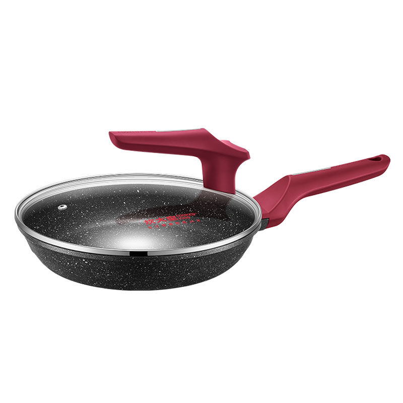 炊大皇麦饭石平底锅不粘锅煎锅少油烟锅家用燃气通用牛排煎锅28cm