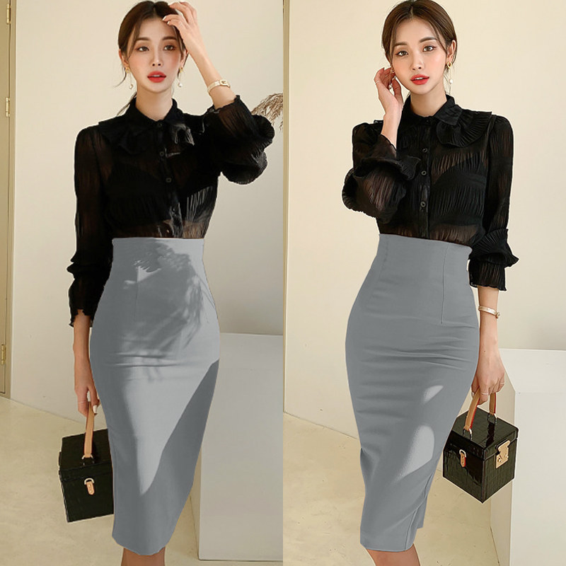 西装裙子女秋冬2021新款黄色白色半身裙中长高腰裹身一步裙包臀