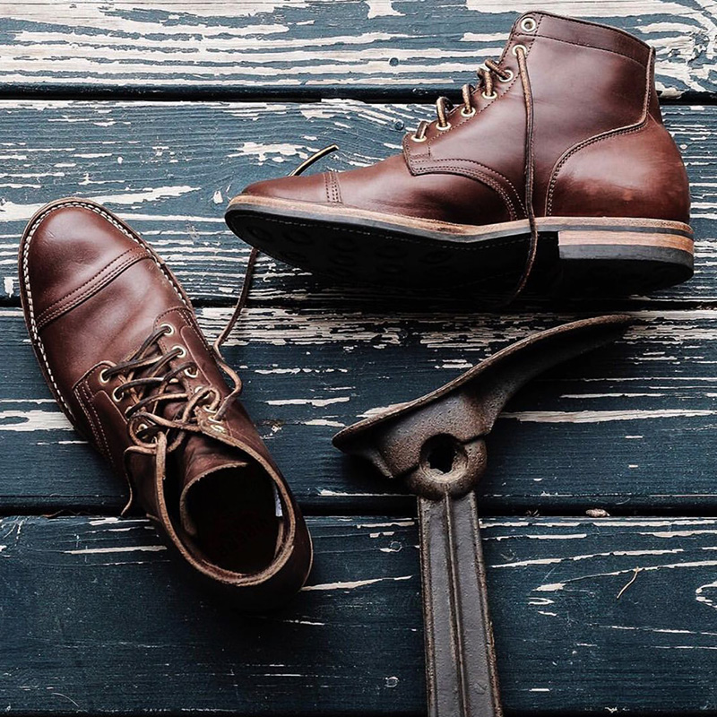 固特异美式复古真皮牛皮鞋英伦风圆头高帮手工装马丁机车短靴男潮