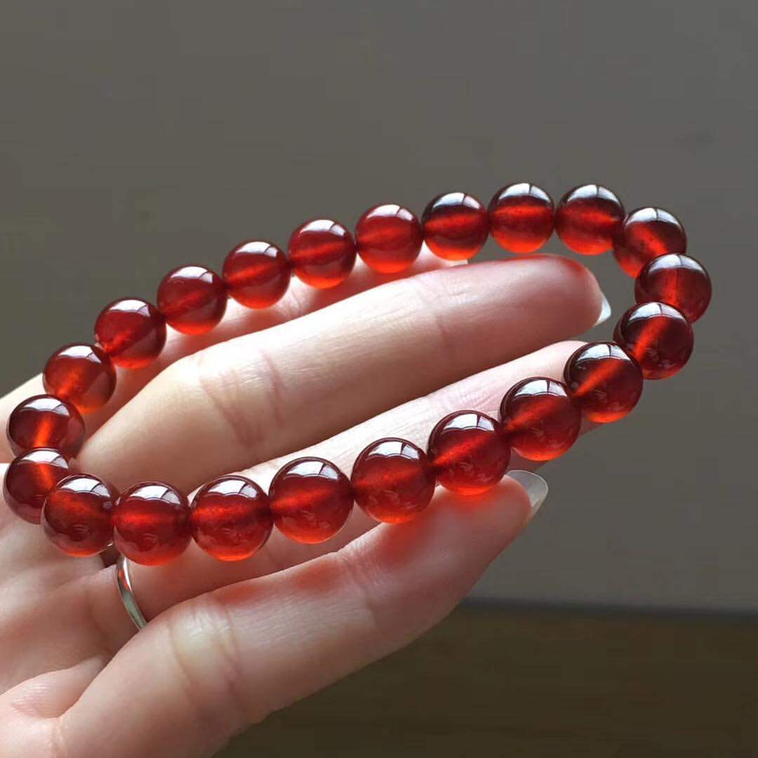 心灵面包天然芬达石改善气血橙红石榴石紫牙水晶手链手链
