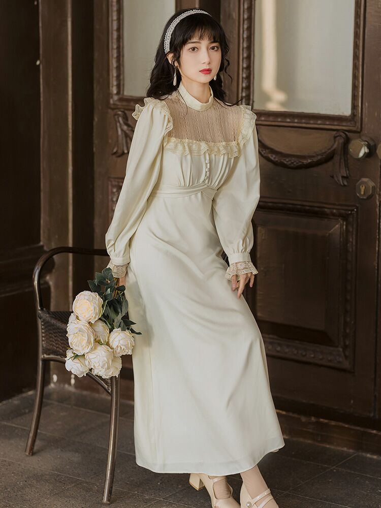 春季新款法式别致设计小众宫廷温柔复古连衣裙连衣裙