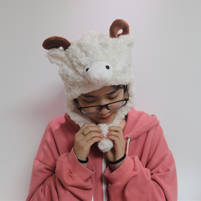 ins拍照道具可爱爱搞毛绒小绵羊头套少女帽子帽子