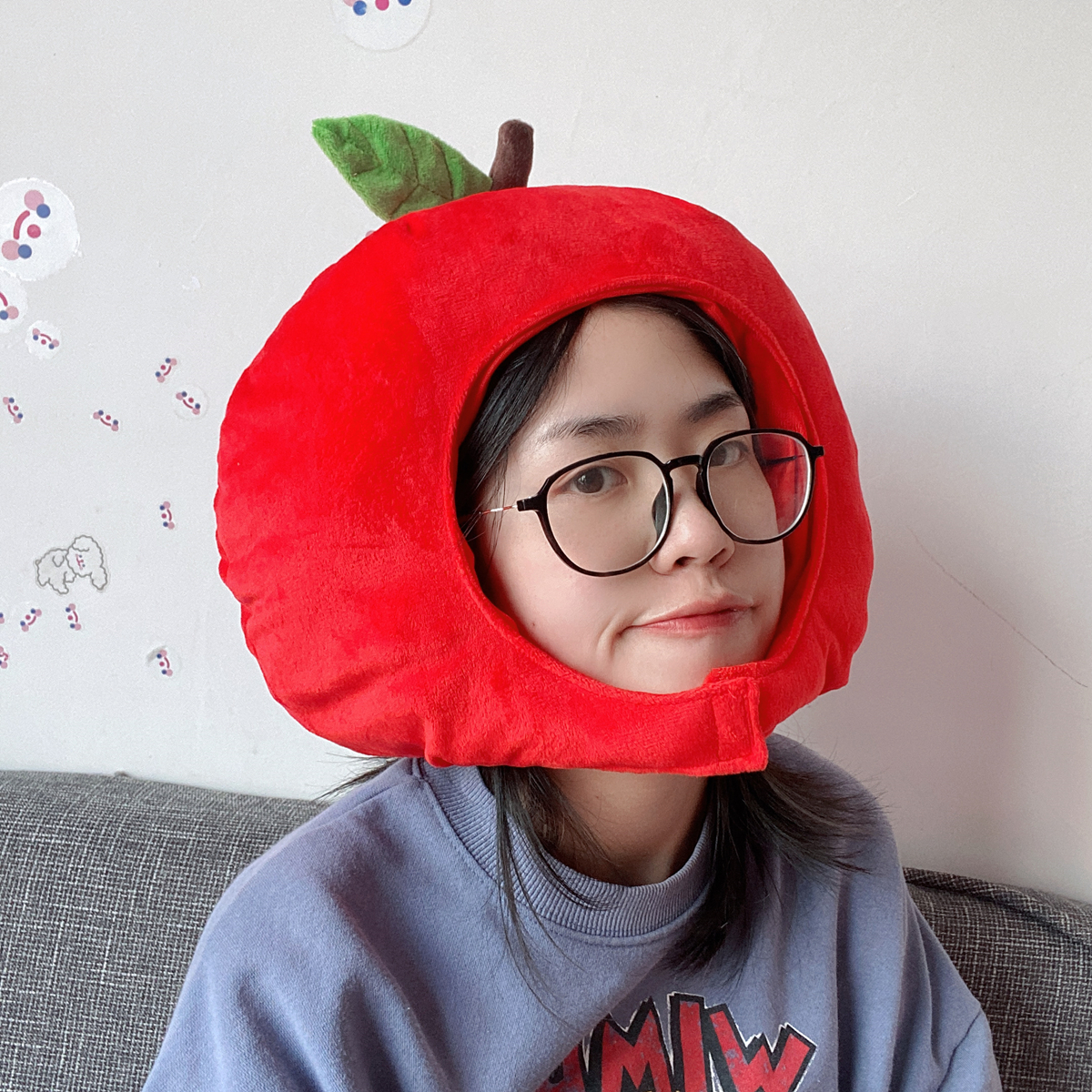 日韩ins少女可爱水果苹果帽子头套平安夜礼物帽子