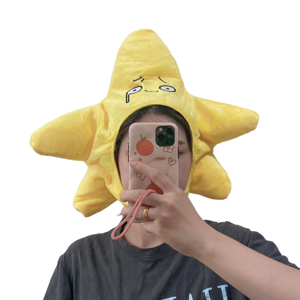 日韩ins少女可爱卡通搞怪创意海星五角星头套帽子