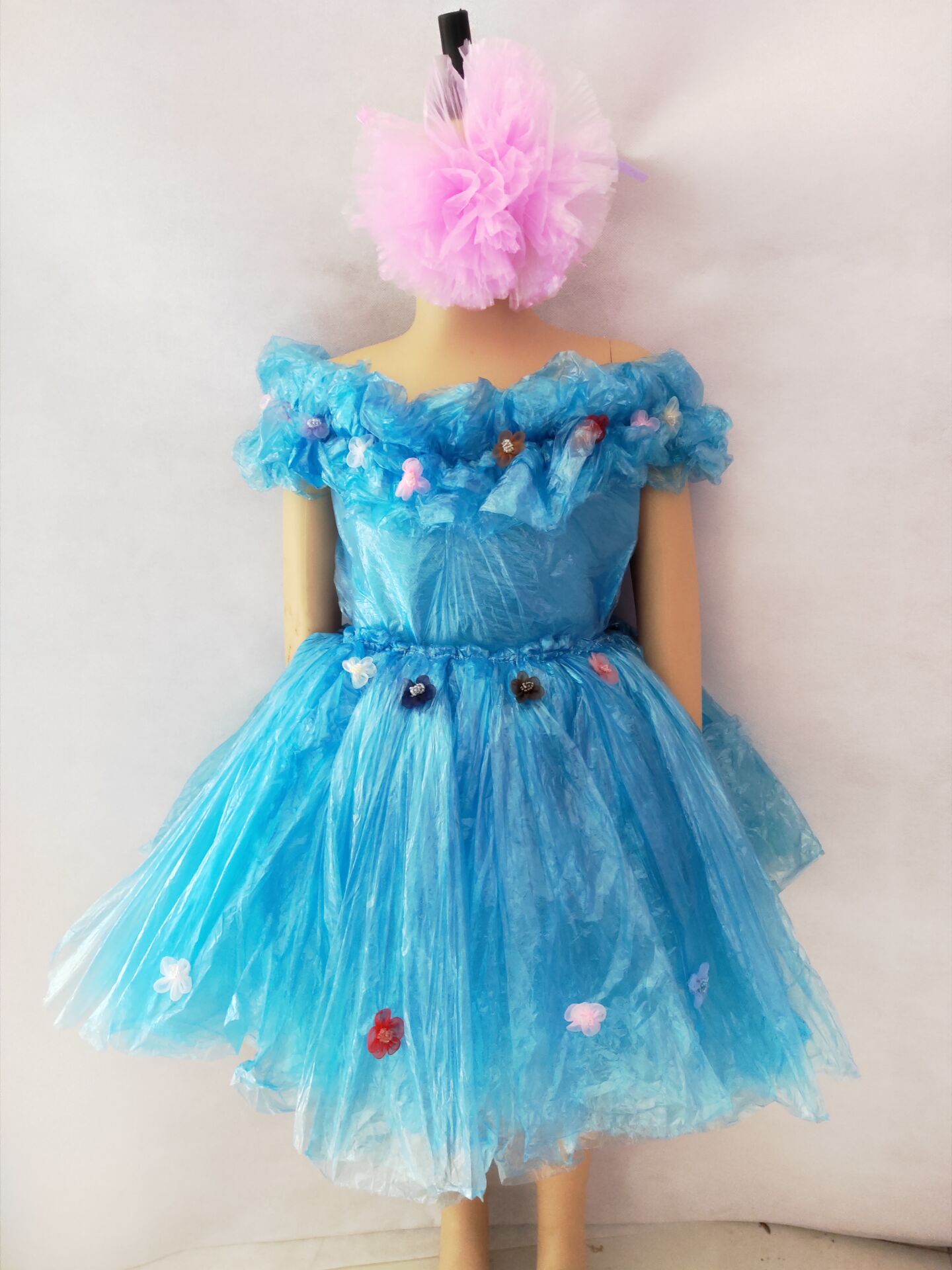 幼儿园手工手工制制作塑料袋创意环保裙子儿童亲子儿童演出服