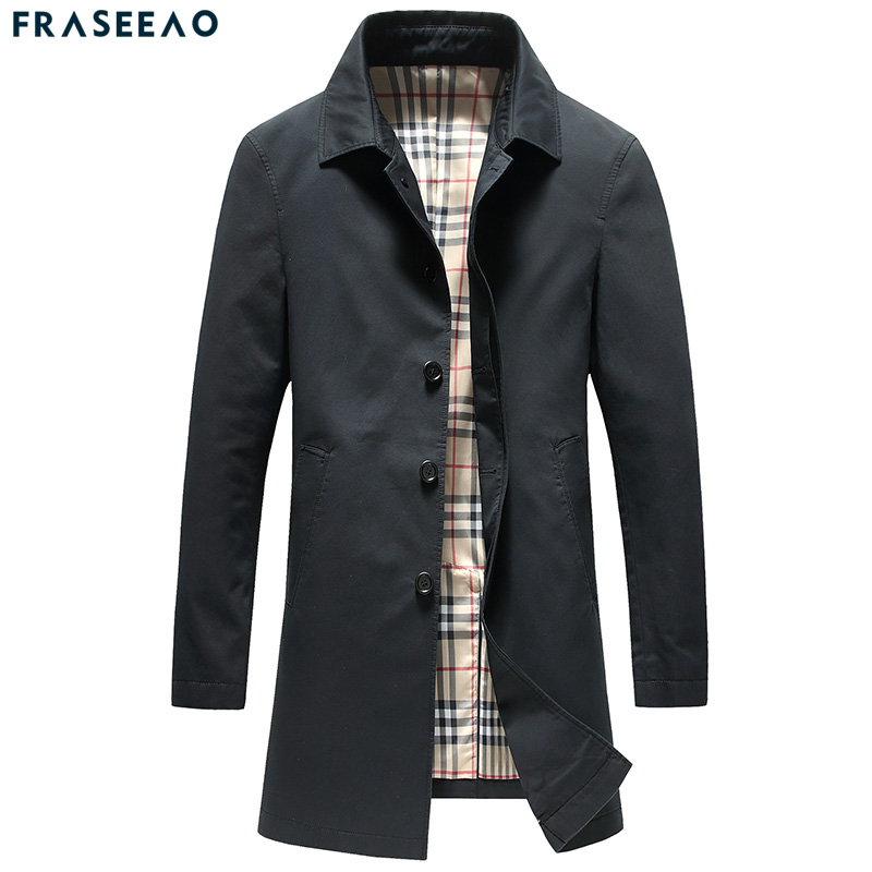 法希奥纯棉休闲风衣男中长款2022春秋季商务修身帅气夹克上衣外套