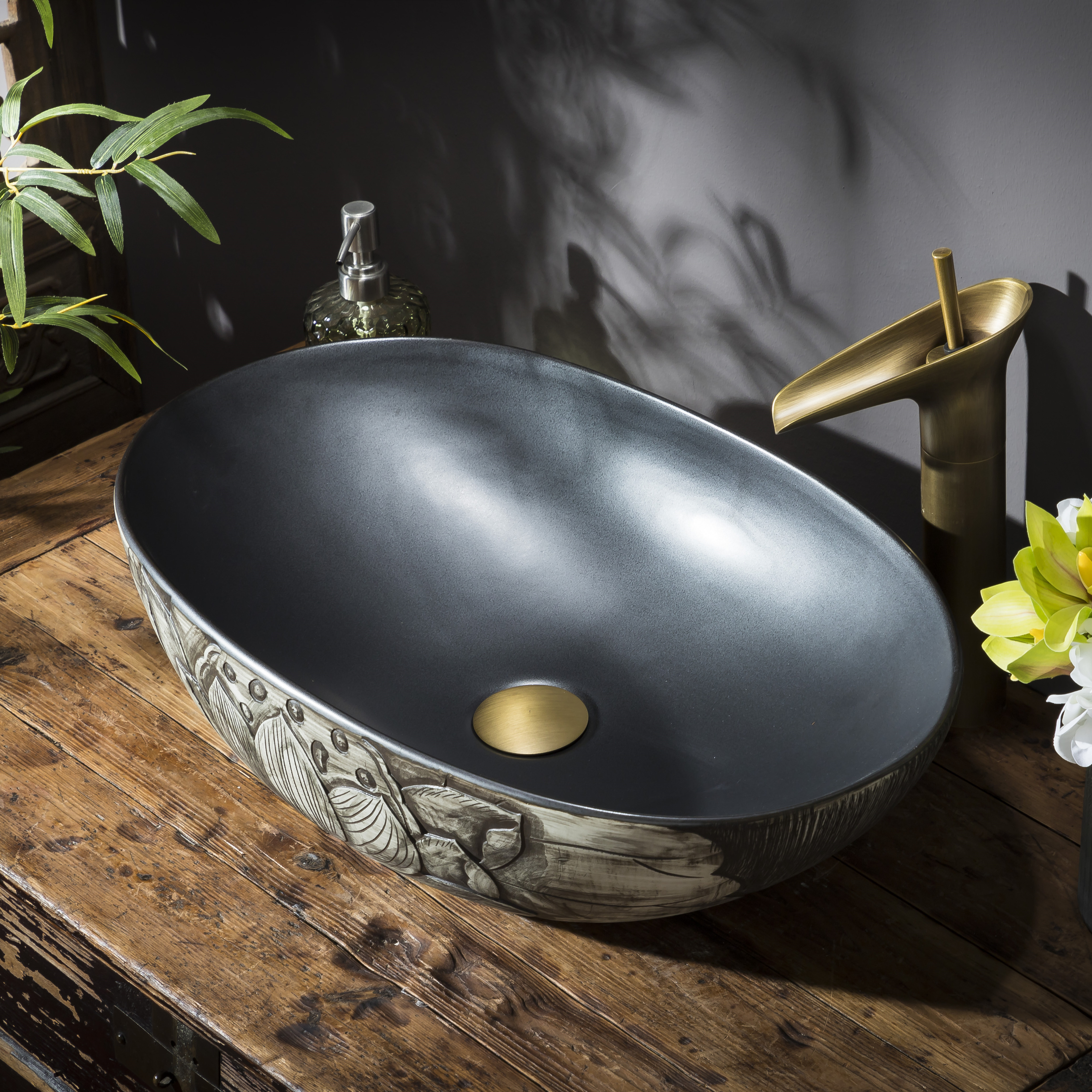 景德镇陶瓷洗脸盆家用复古卫生间面盆椭圆形艺术台上洗手盆台上艺术碗