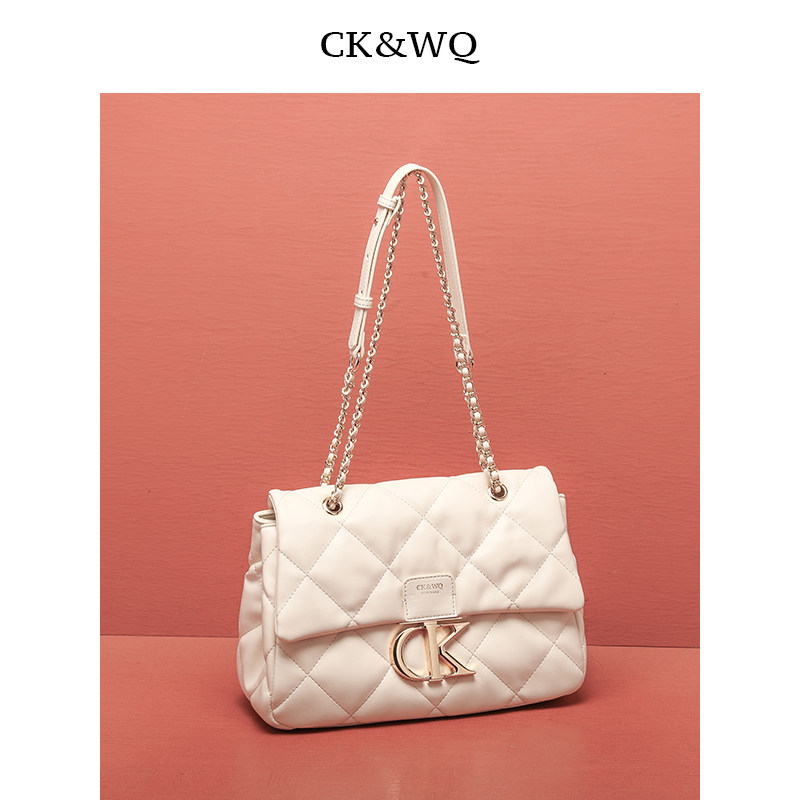 ckwq春夏时尚大容量菱格链条包包女2023新款通用款女包