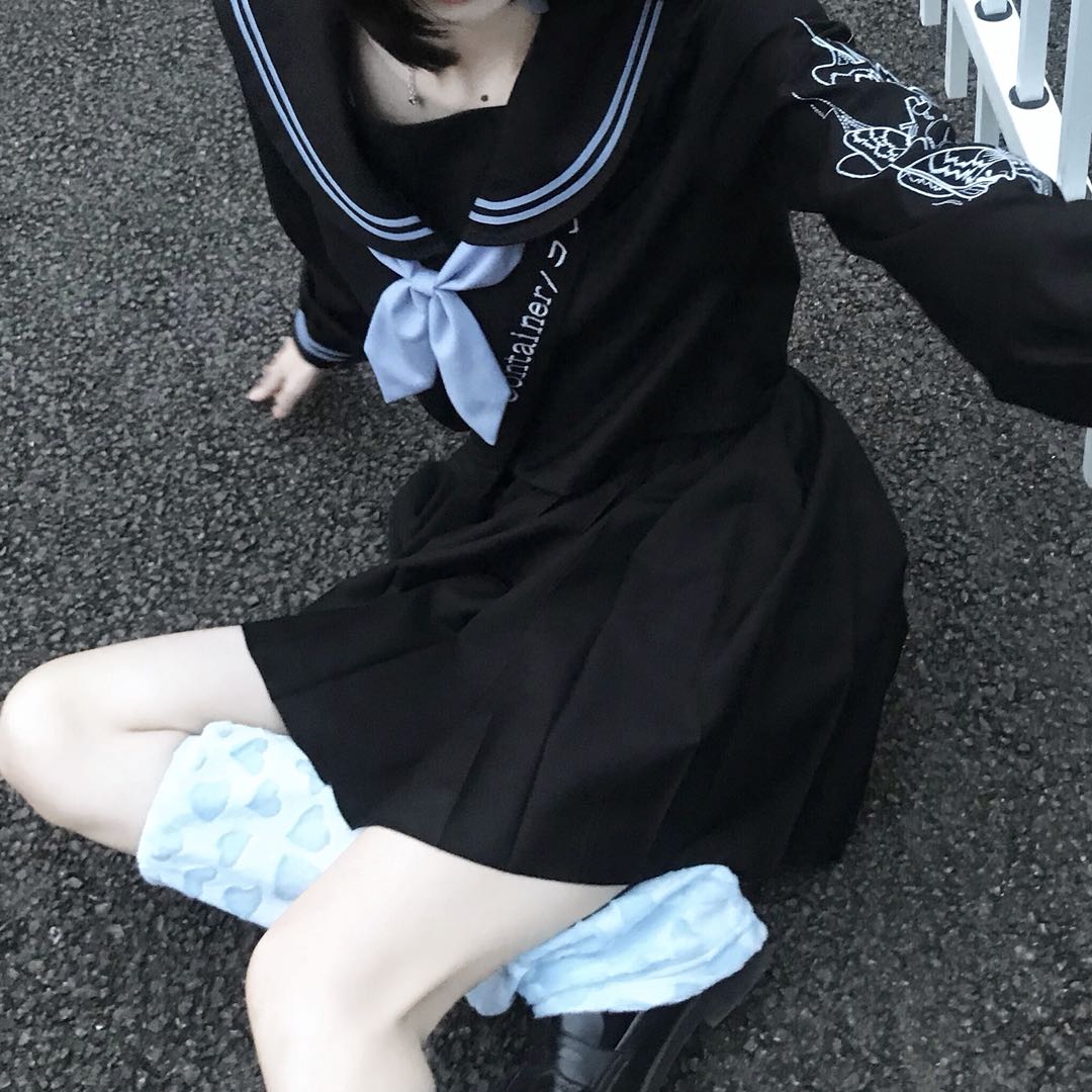 逝-原创jk制服暗黑系不良风海军领刺绣水手服