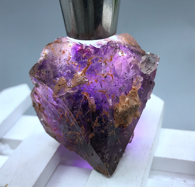 东海水晶天然超七紫水晶原石与闪灵钻共生宝石晶体漂亮能量石摆件