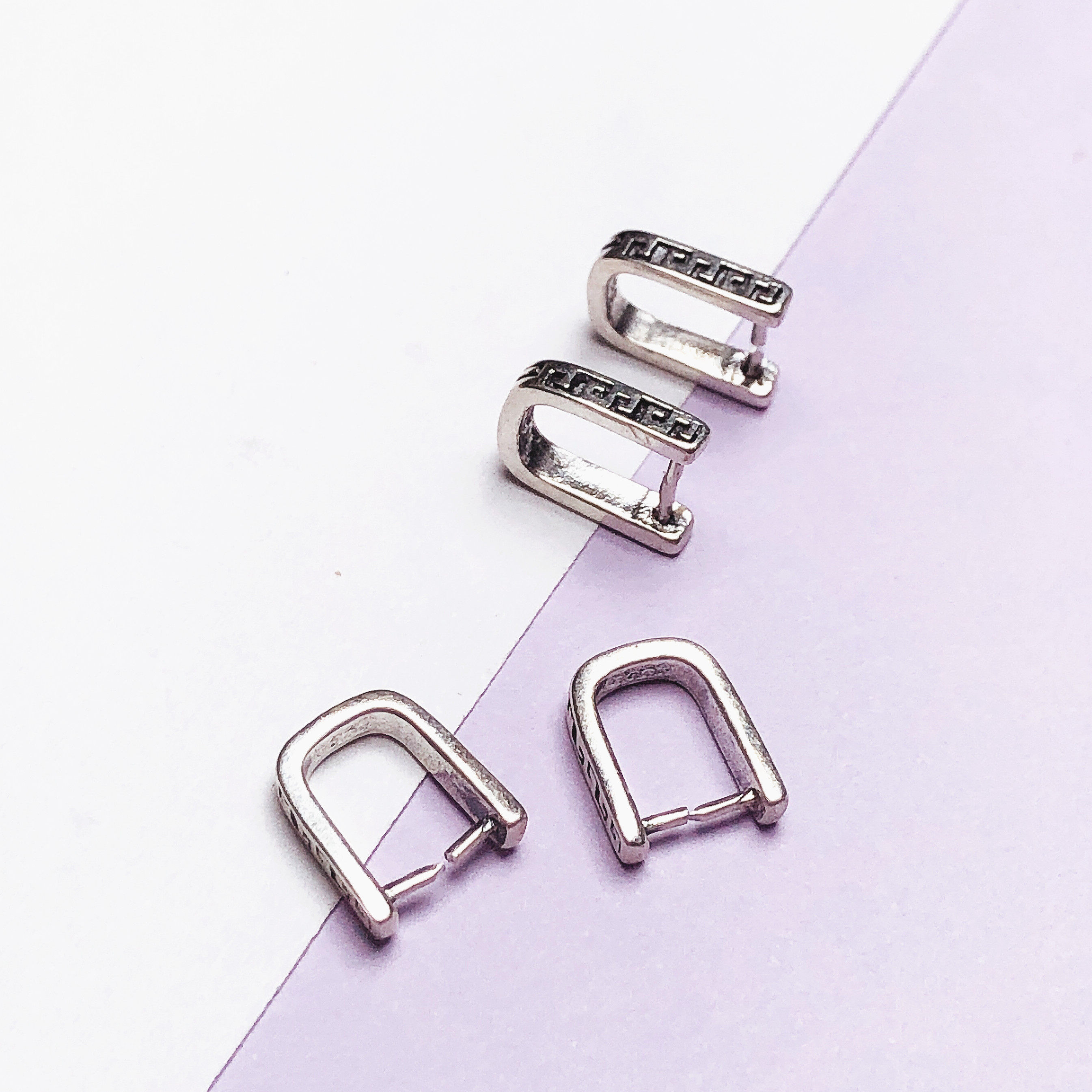 s925纯银复古银夹扣银扣项链坠扣子玉扣花式夹扣头男女通用银扣头