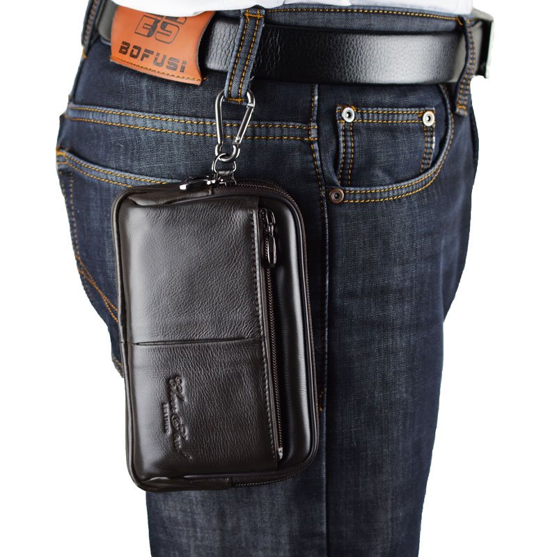 男士手机多功能手拿挂包包腰6.5寸真皮男士包袋