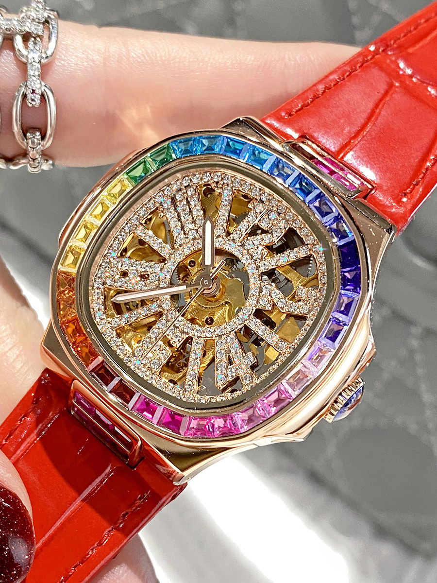 2022年新款彩虹虹迪彩钻手表十大品牌女款水钻国产腕表