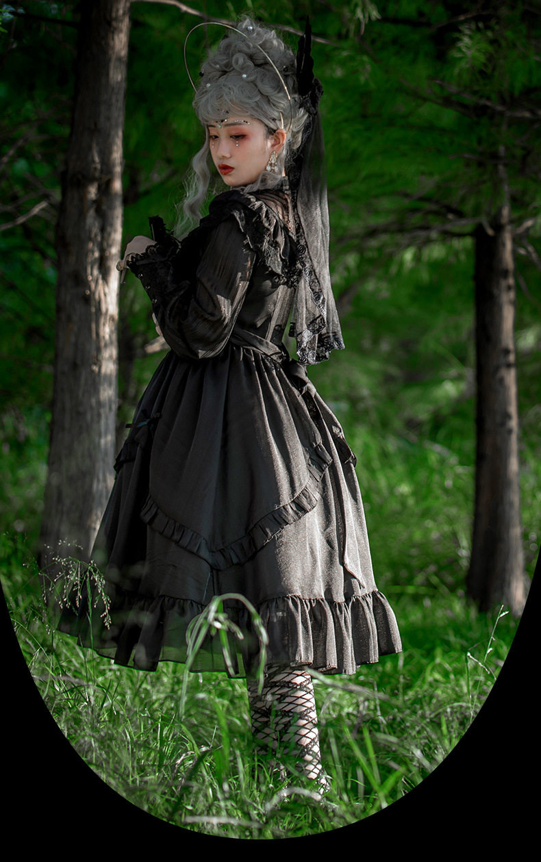 原创暗黑哥特风中中世纪吸血鬼新娘花嫁lolita显瘦连衣裙