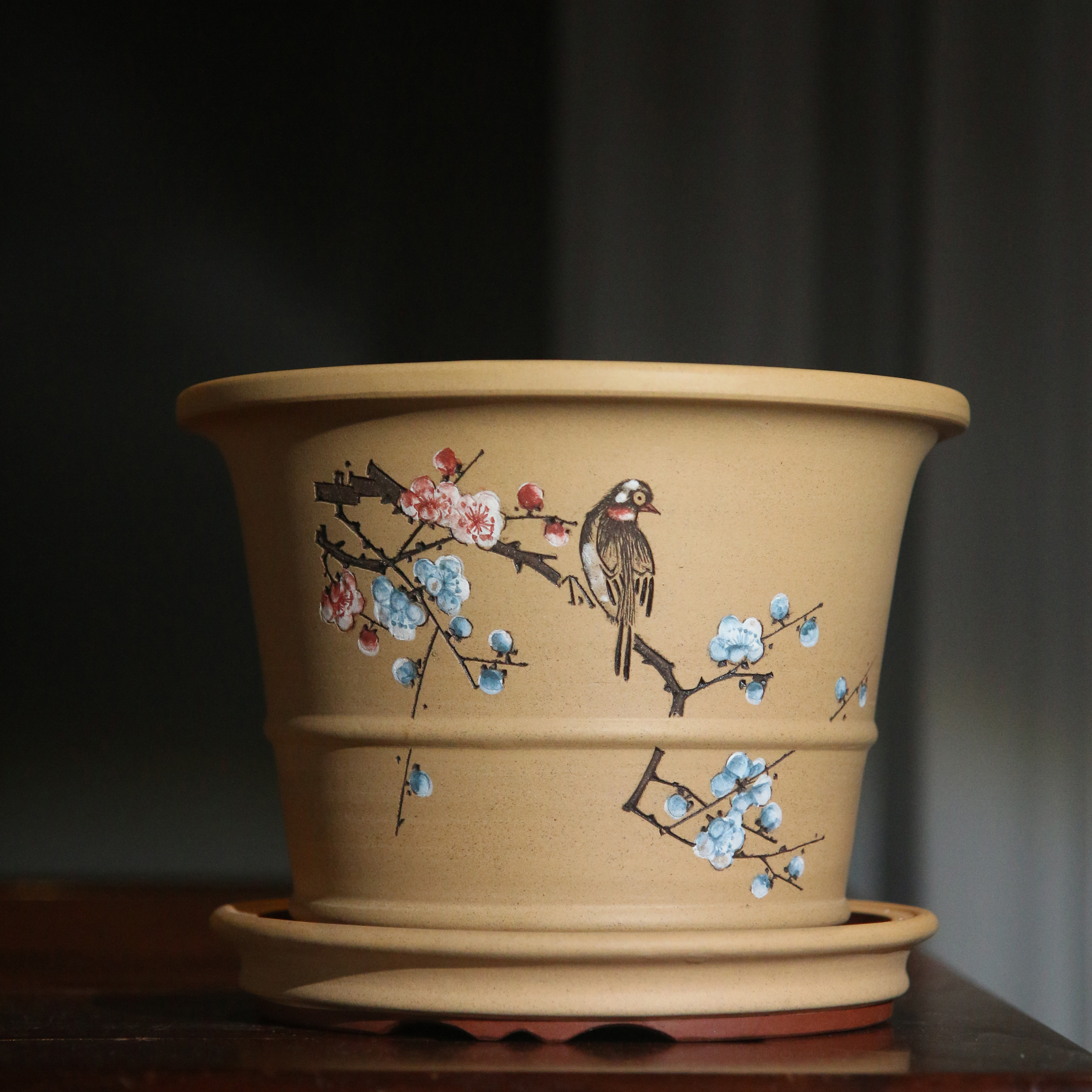 宜兴紫砂花盆精品手工仿老仿古民国文革盆景金钟花盆