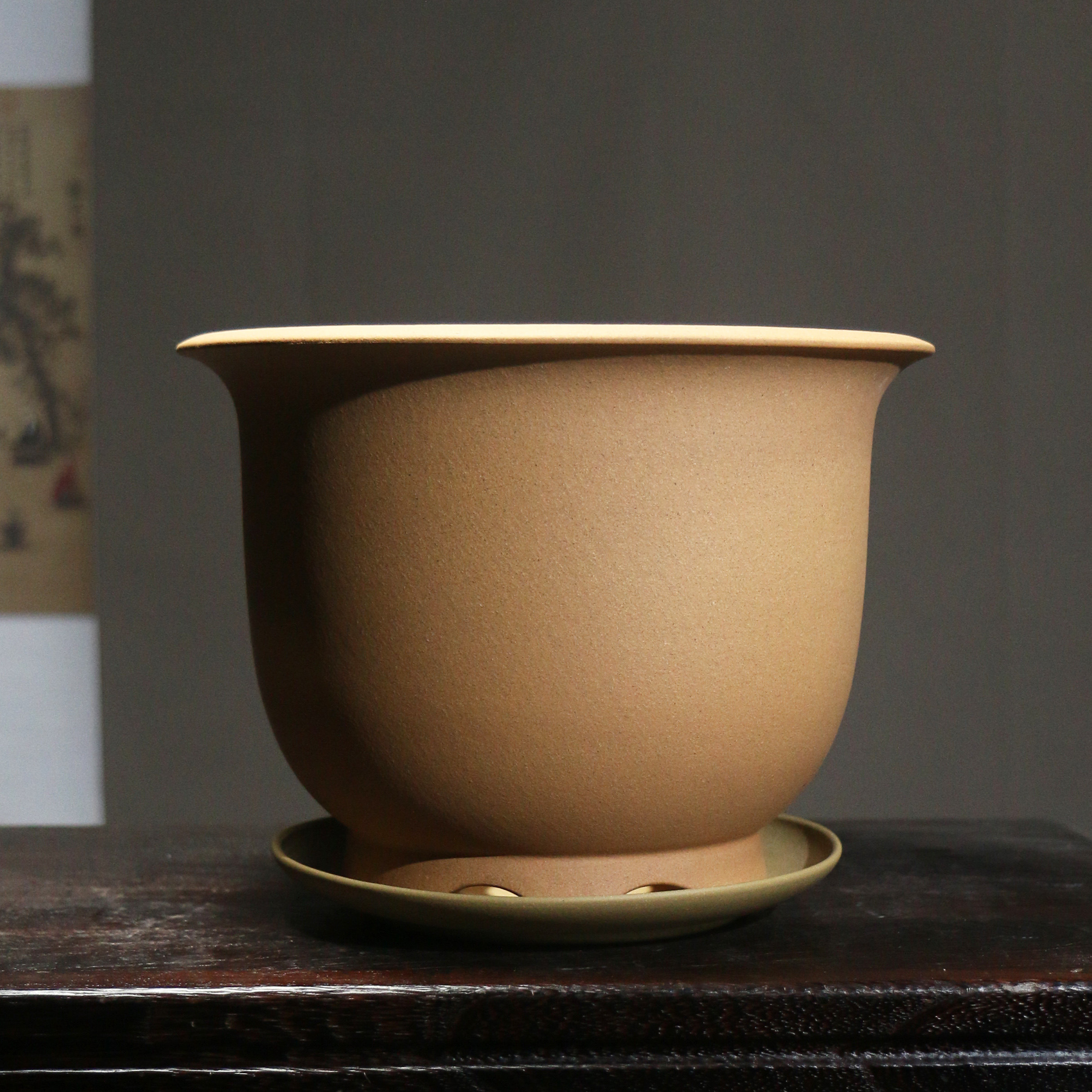 花盆紫砂出汗泥老段泥超透气金钟盆兰兰盆觅陶乡花盆