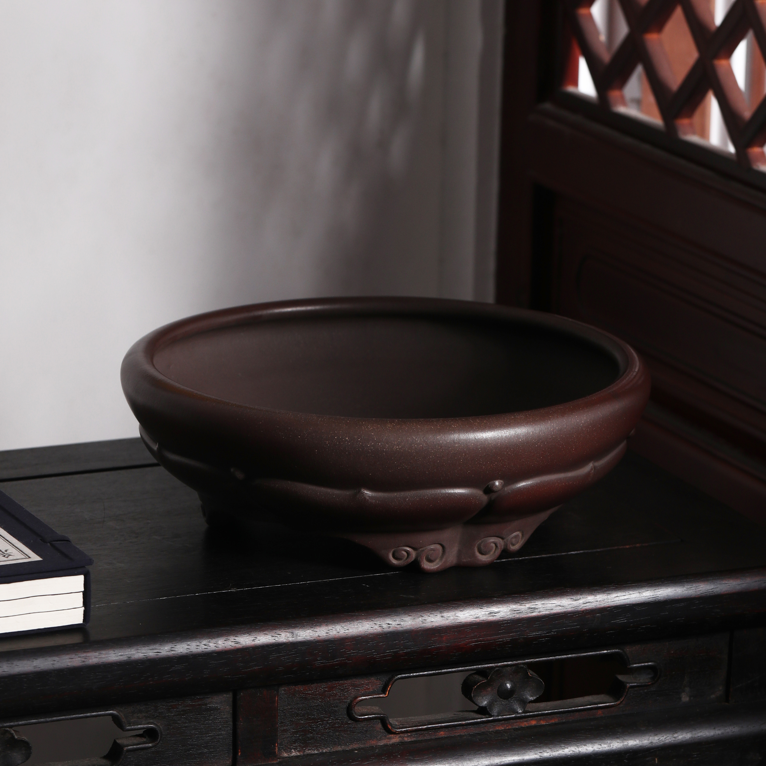 宜兴紫砂盆中大号莲花盆景庭院户外透气古典松桩花盆