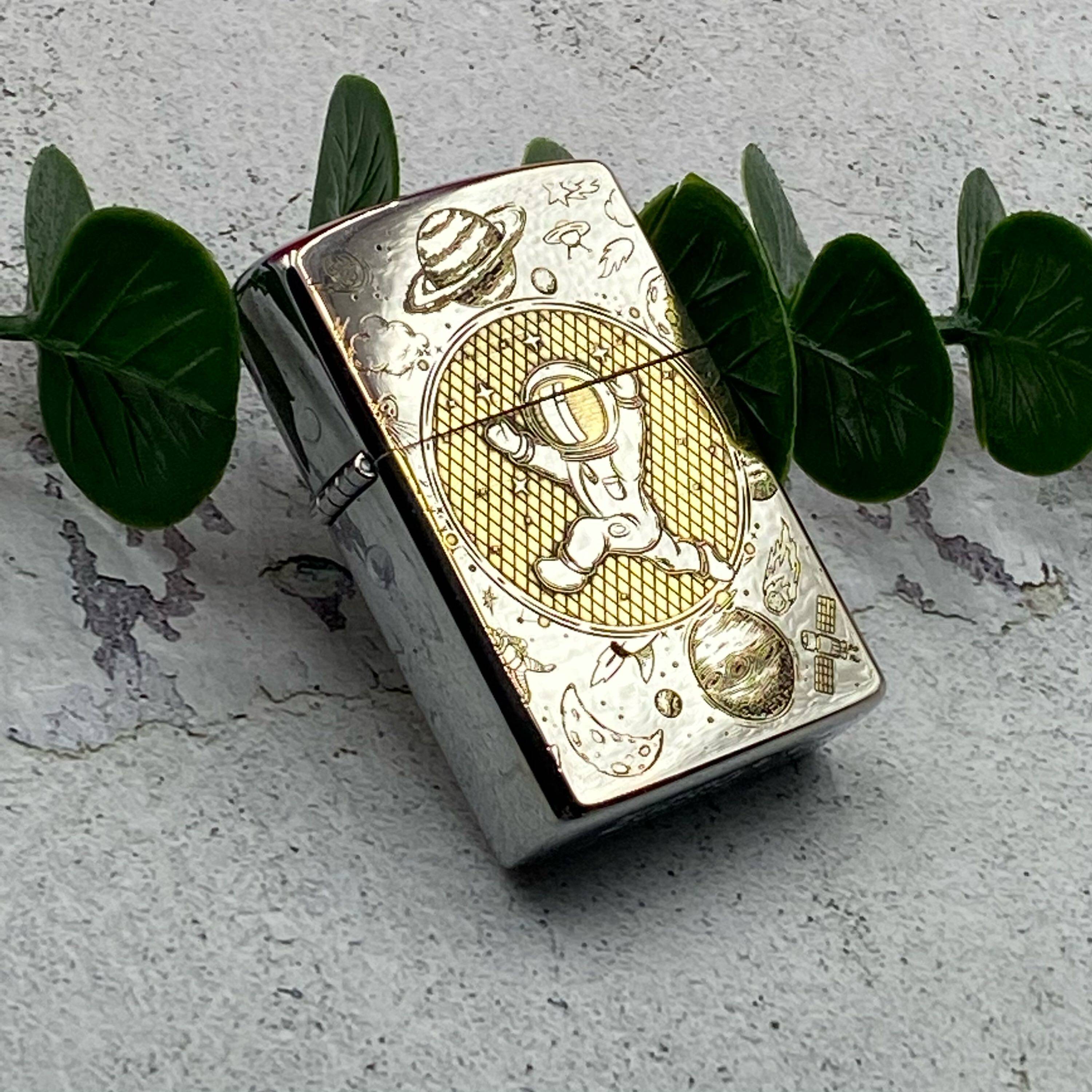 zorro佐罗亮铬双色精雕漏铜卡通防风送礼宇航员煤油打火机