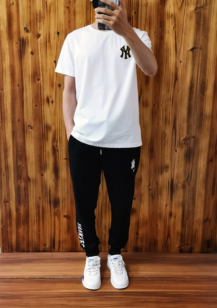 韩国mlb代购韩版小ny洋基队圆领新款撞色刺绣运动t恤