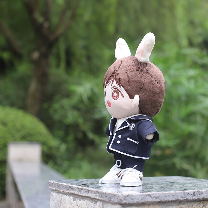 20厘米肖战娃衣京东618沸腾之夜晚会海军蓝西装套装棉花娃娃衣服