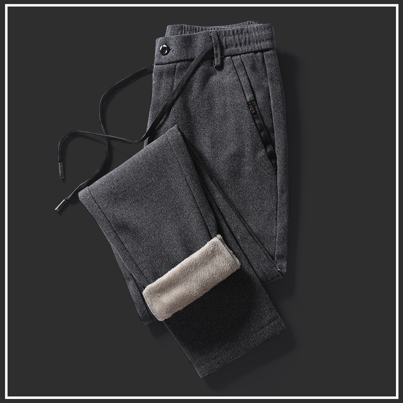 休闲裤男士冬季加绒加厚裤子男韩版潮流磨毛呢长裤加棉带绒裤西裤