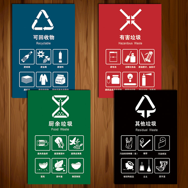 垃圾新版生活分类标志标识可回收有害厨余其他写真