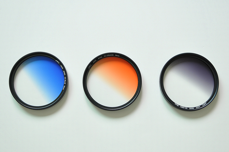 渐变圆形中灰佳能尼康67mm77mm82mm变灰镜蓝滤镜