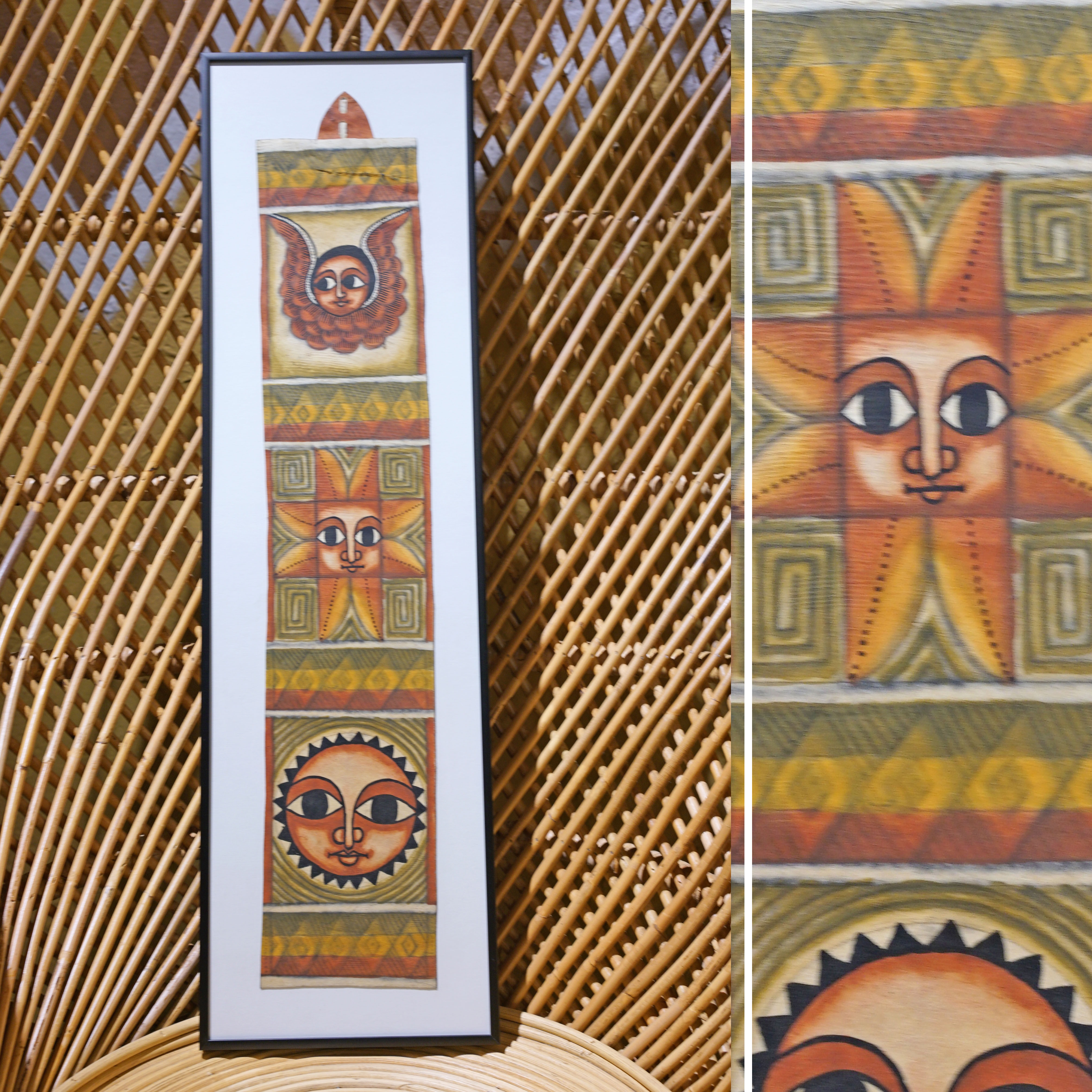 ethiopiapainting埃塞俄比亚长条手绘马皮波西米亚装饰现代装饰画